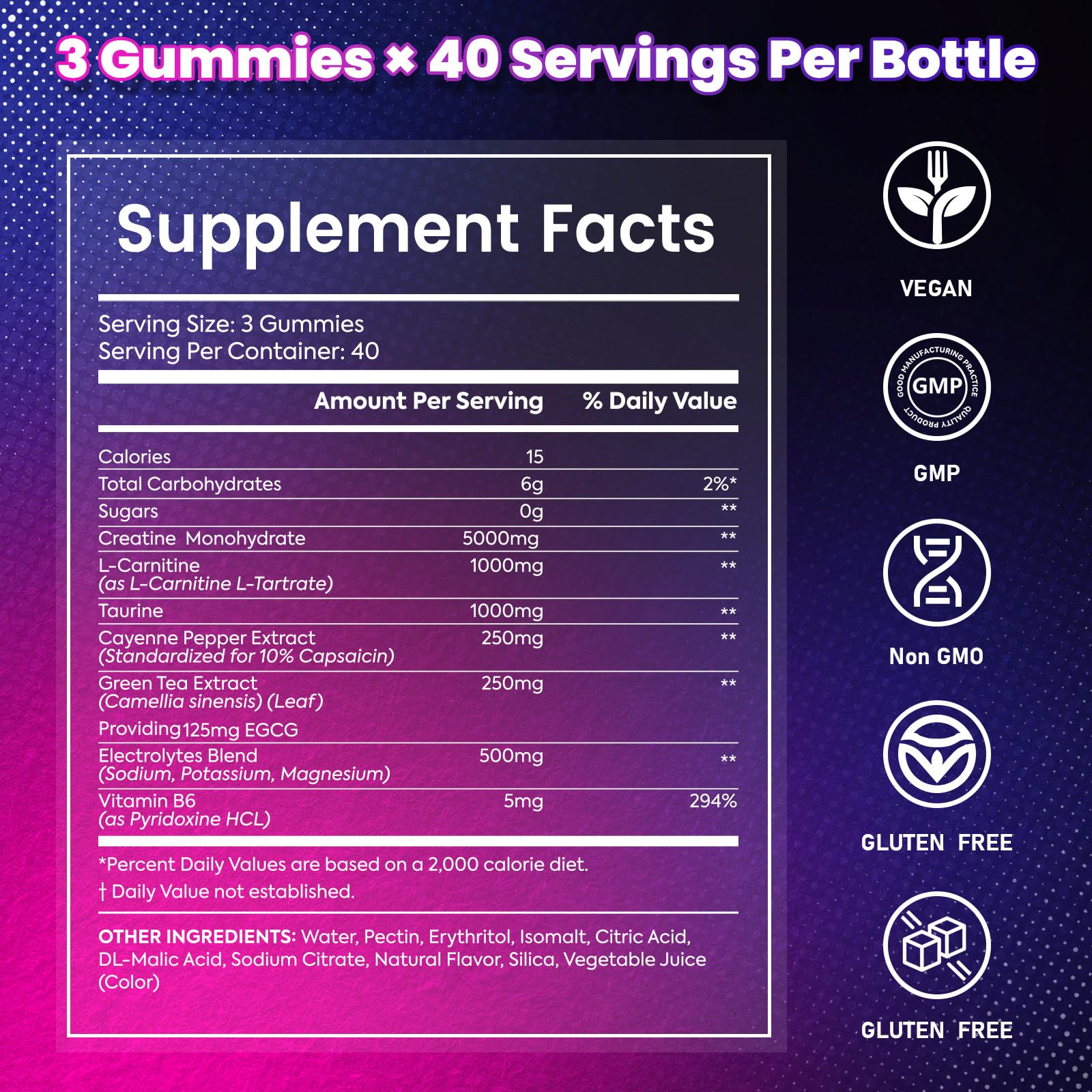 Bageto Creatine Gummies Mixed Berry nutritional information