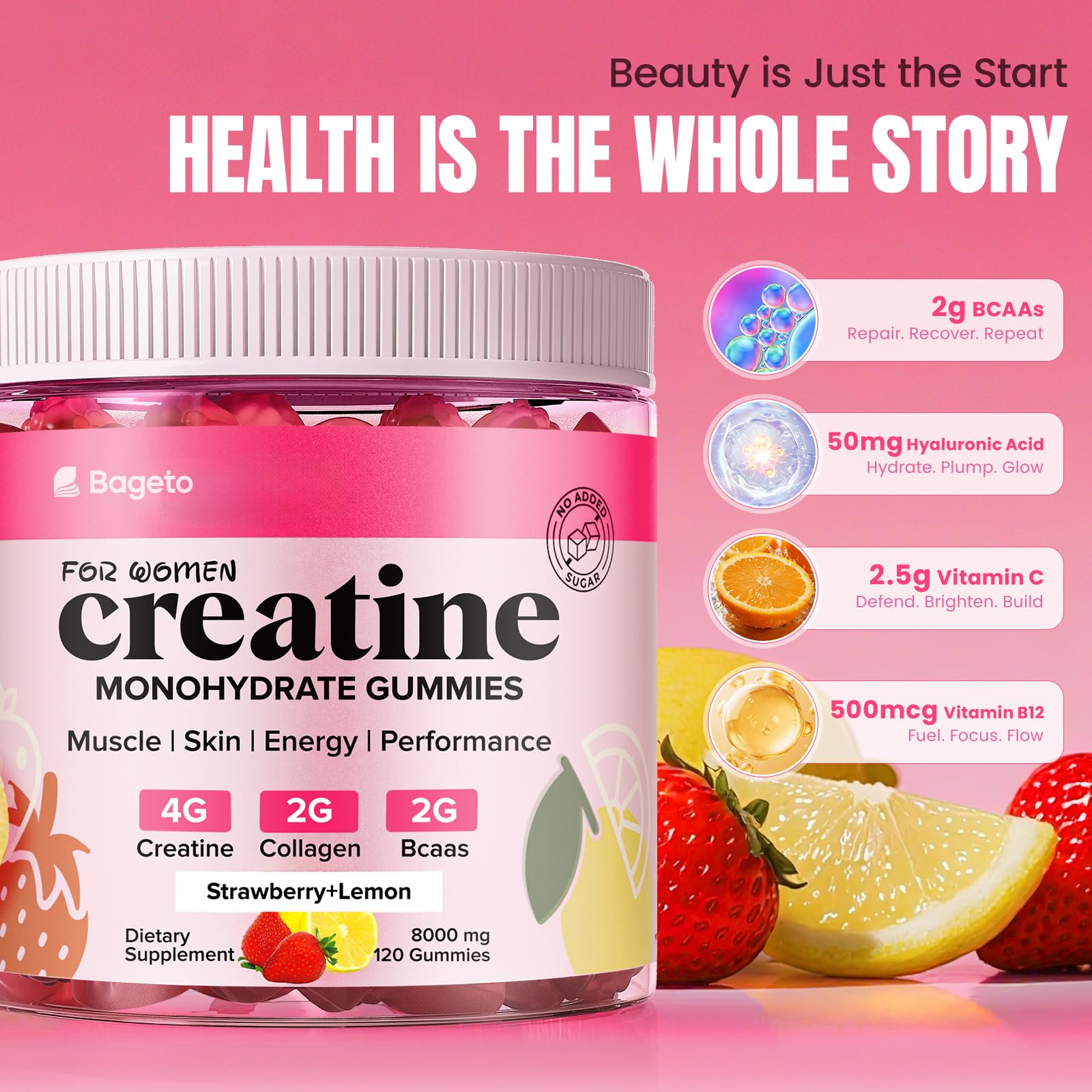 Bageto Creatine Gummies nutrition facts label