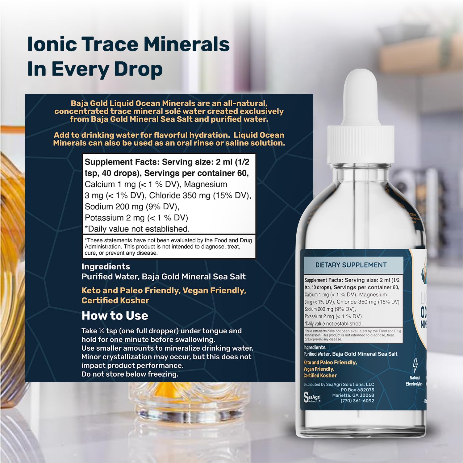 Baja Gold Liquid Ocean Minerals 260g with fresh ingredients
