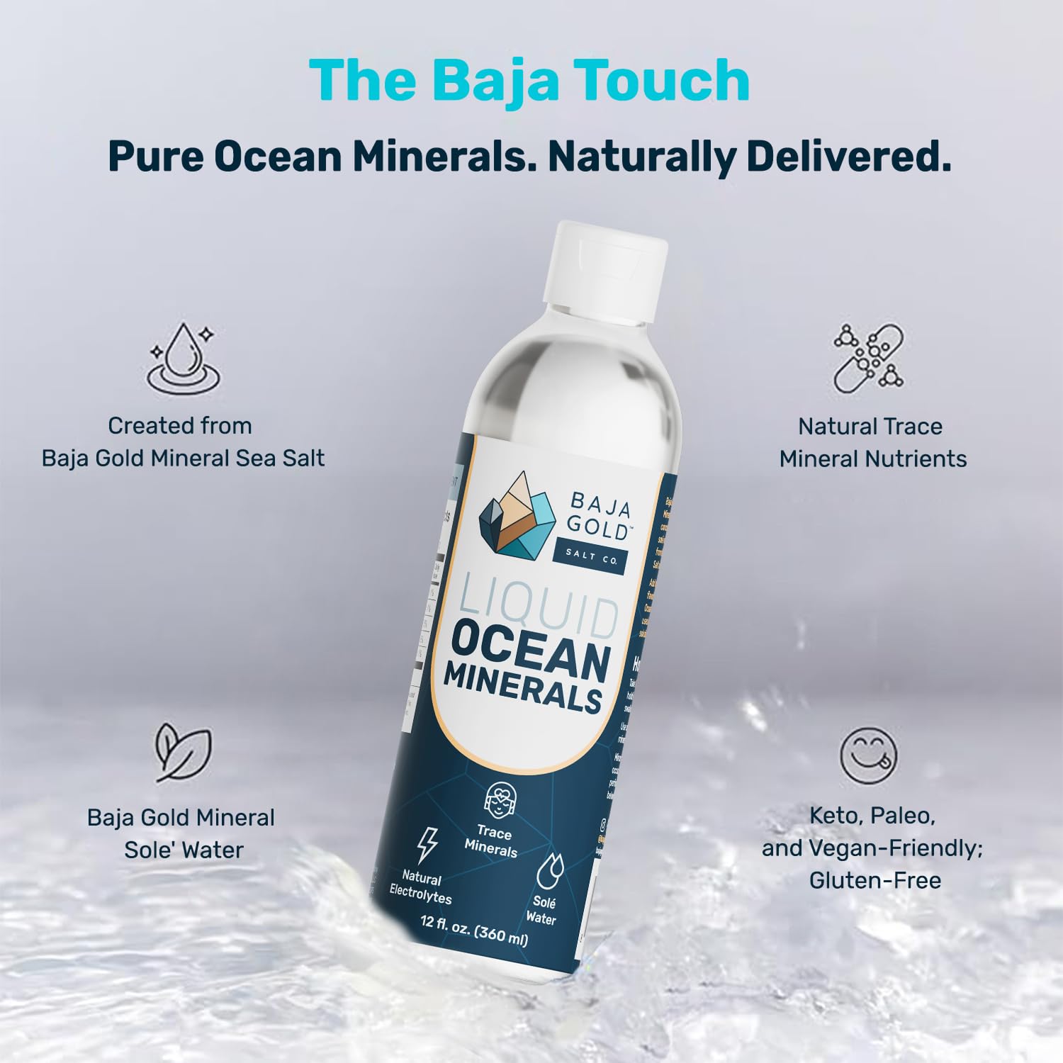 Baja Gold Liquid Ocean Minerals 505g bottle with cap