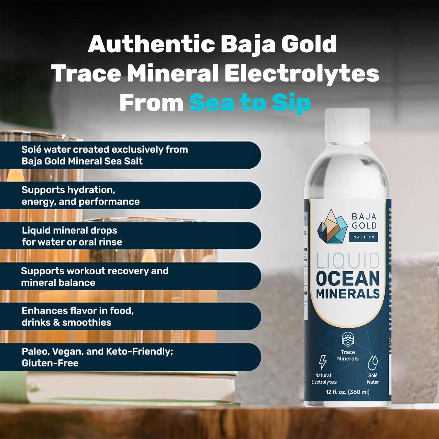 Baja Gold Liquid Ocean Minerals 505g side view