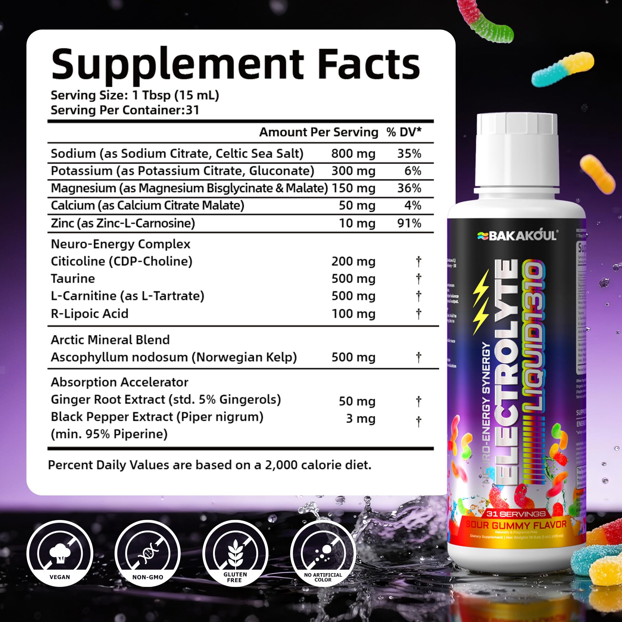 BAKAKOUL BCAA Supplement 450g side view
