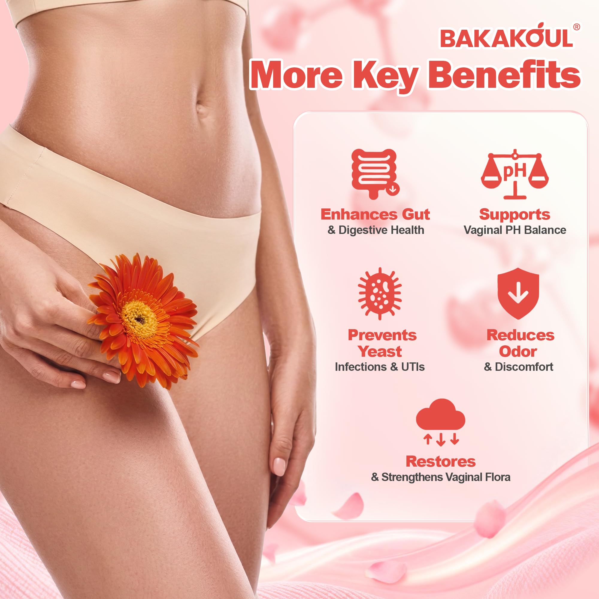 BAKAKOUL Feminine Probiotics Gummies with Vitamin C label