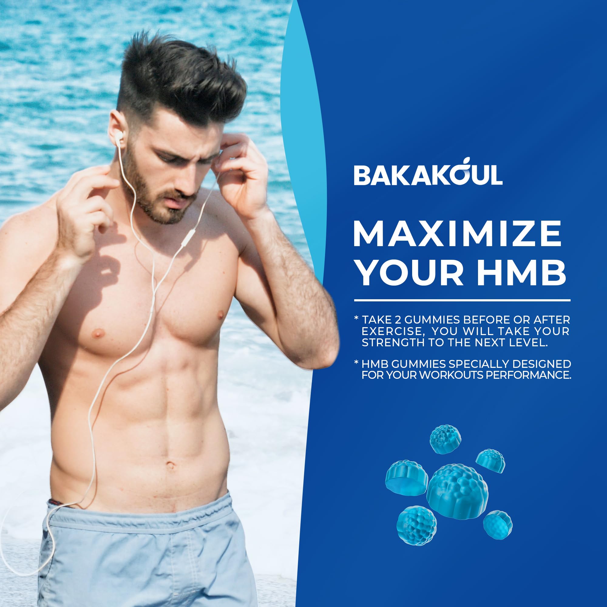 BAKAKOUL HMB and Leucine Gummies packaging back view
