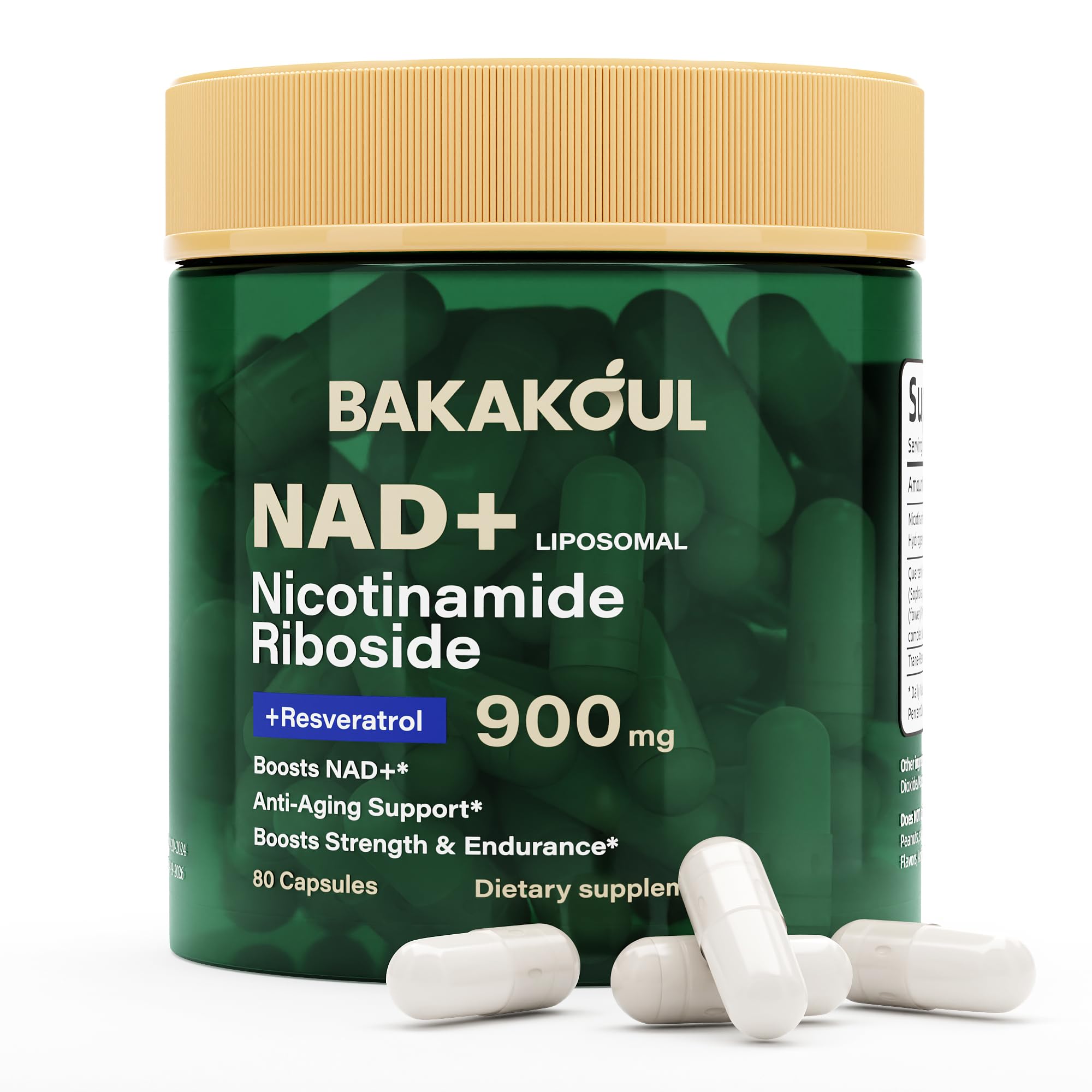 BAKAKOUL NAD Resveratrol Supplement 900mg front view