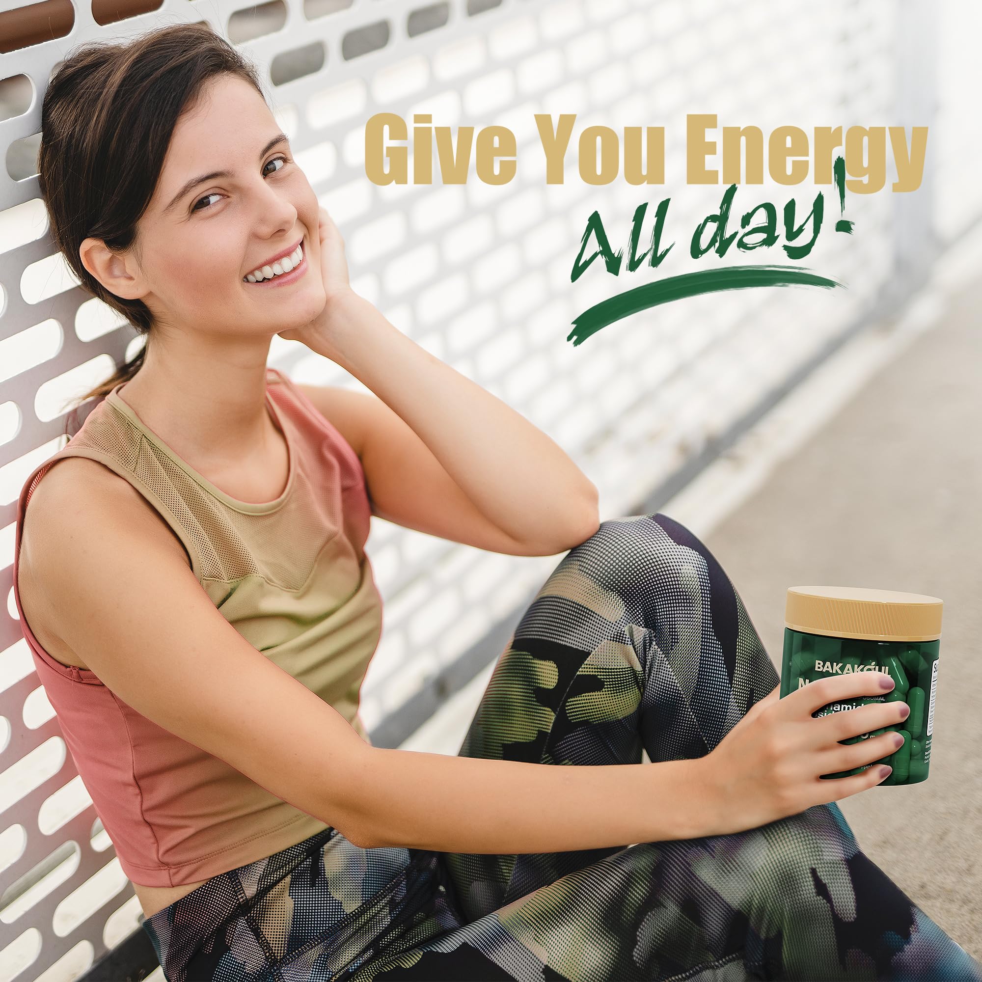 BAKAKOUL NAD Resveratrol Supplement lifestyle scene with a glass of water