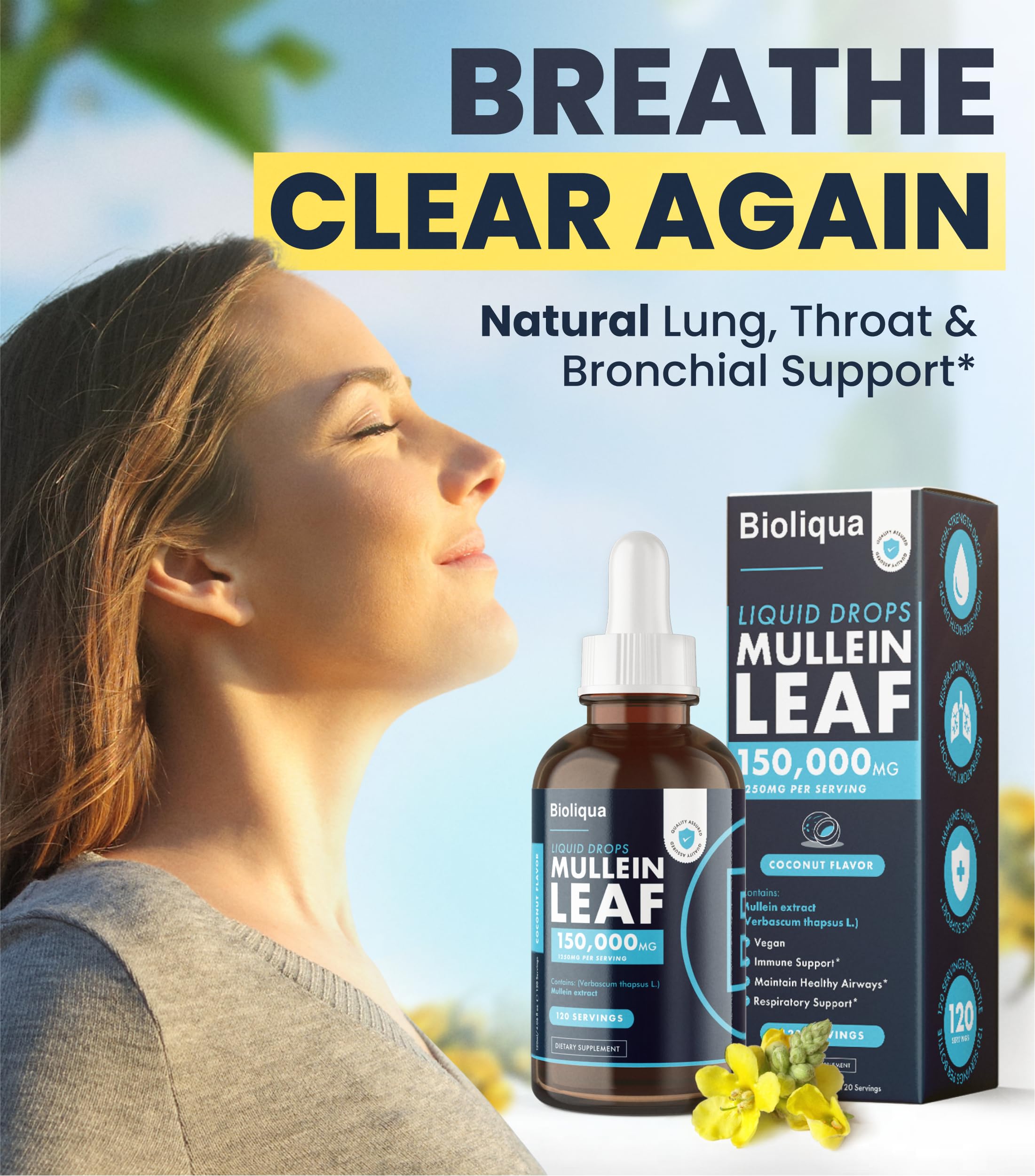 Balance Mullein Leaf Drops coconut flavour label close-up