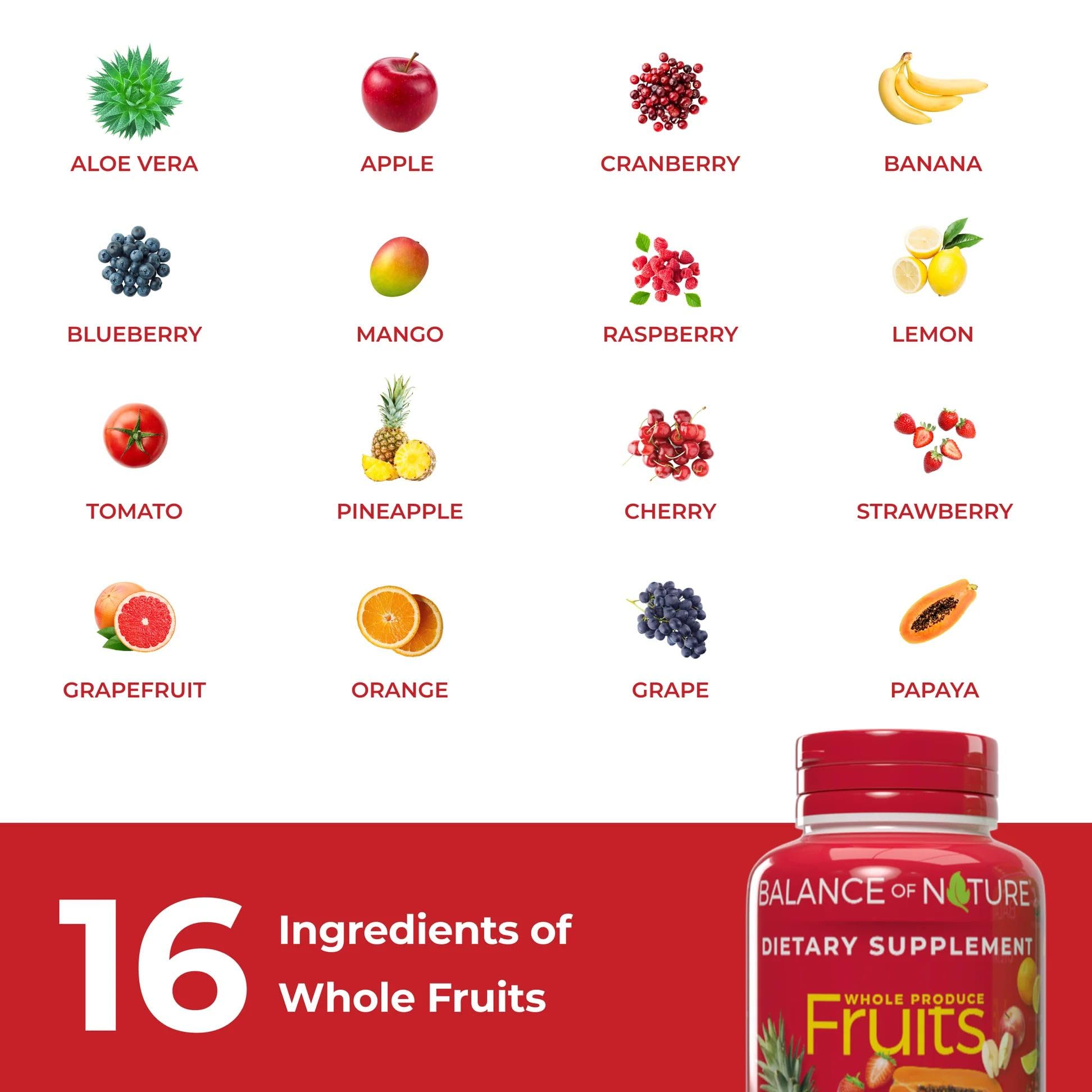 Balance of Nature Fruits Supplement 100g ingredients list