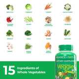 Balance of Nature Veggies Supplement back view with nutritional information