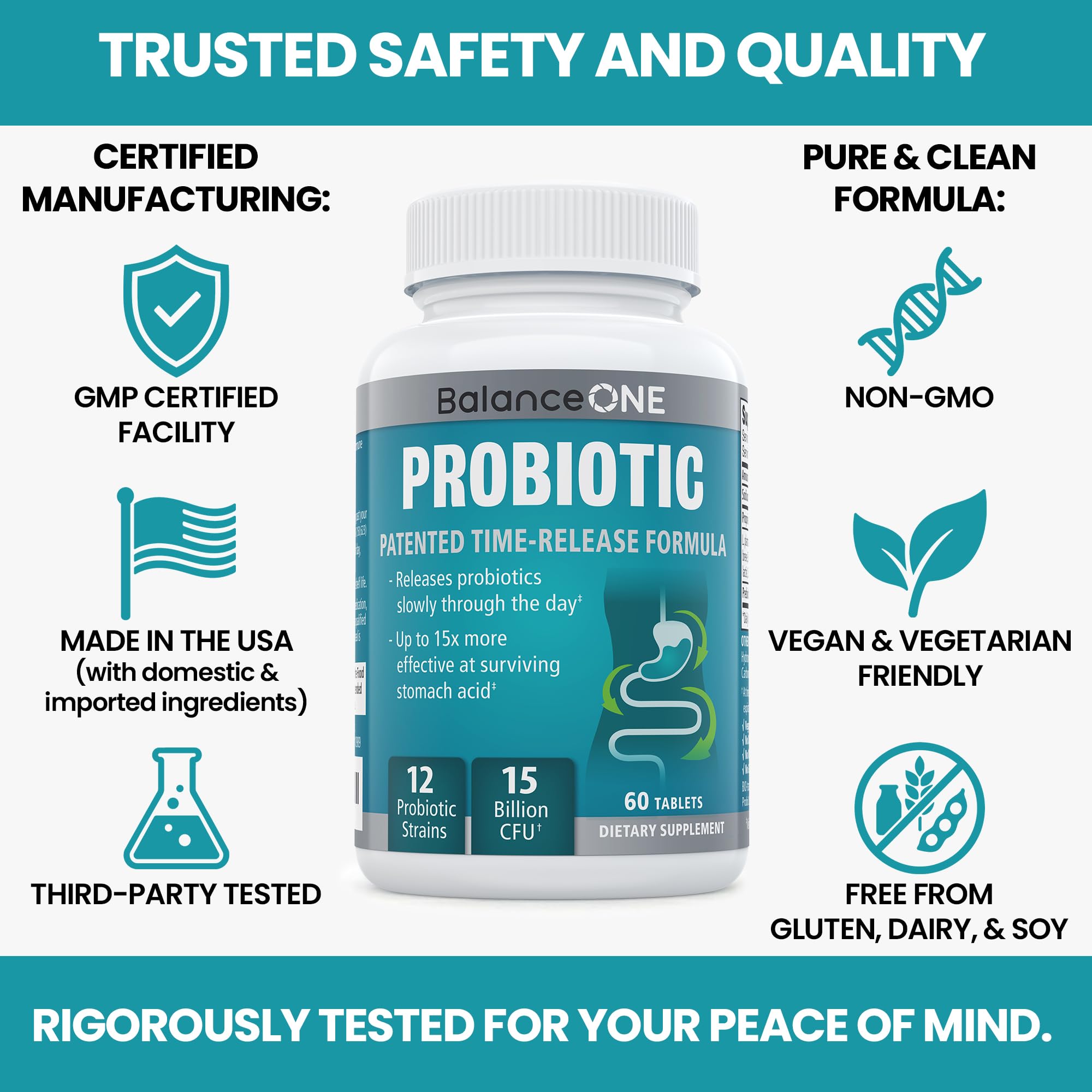 Balance ONE Probiotic Acidophilus Tablets with a measuring spoon