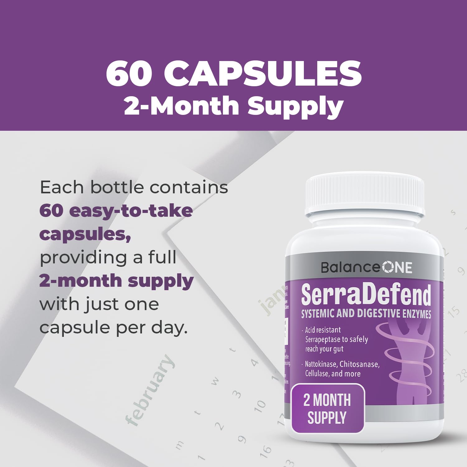 Balance ONE SerraDefend Multi-Enzymes 50g capsule close-up