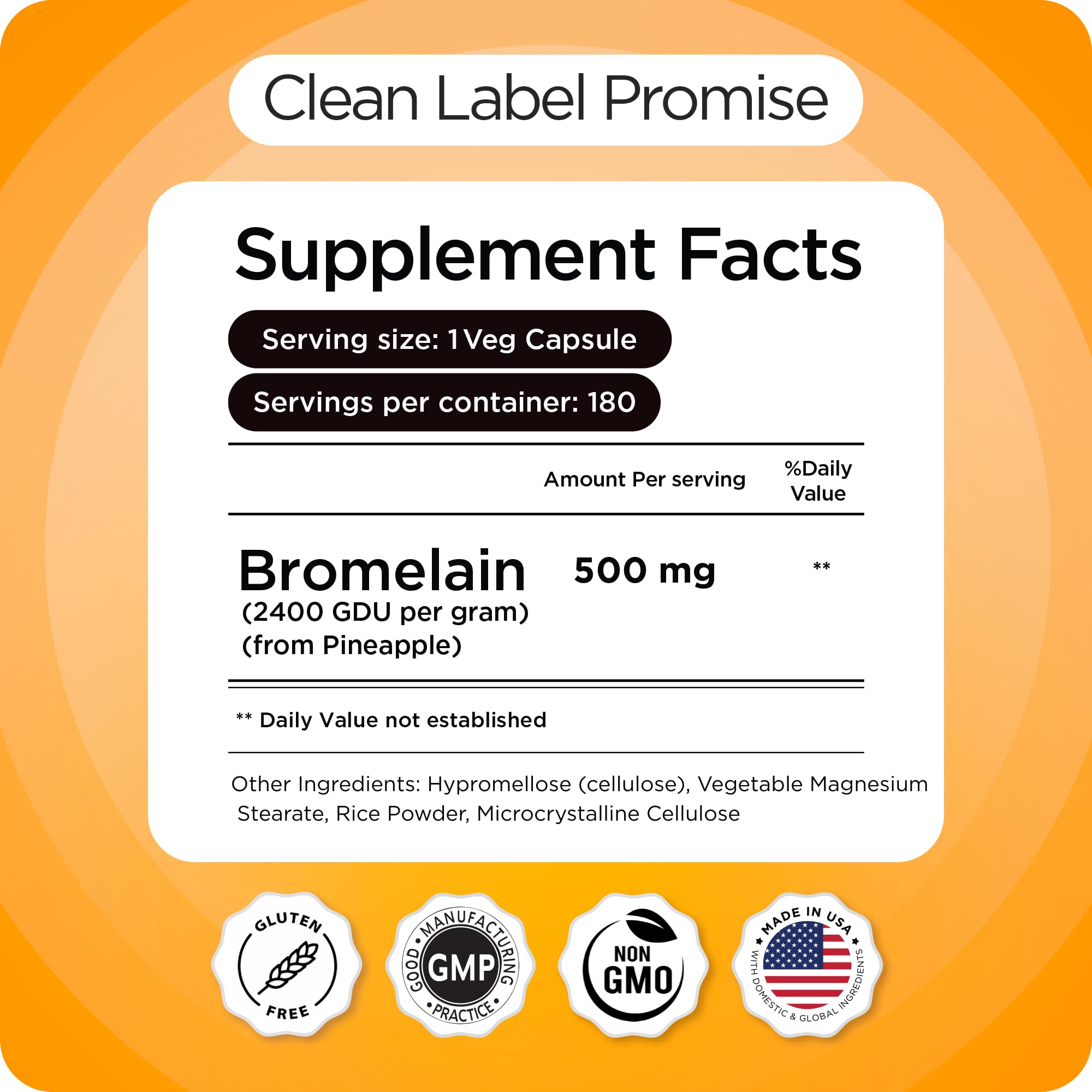 Balancebreens Bromelain 500mg supplement bottle with measuring spoon