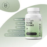 Balancebreens Hemp Extract Capsules on a wooden surface