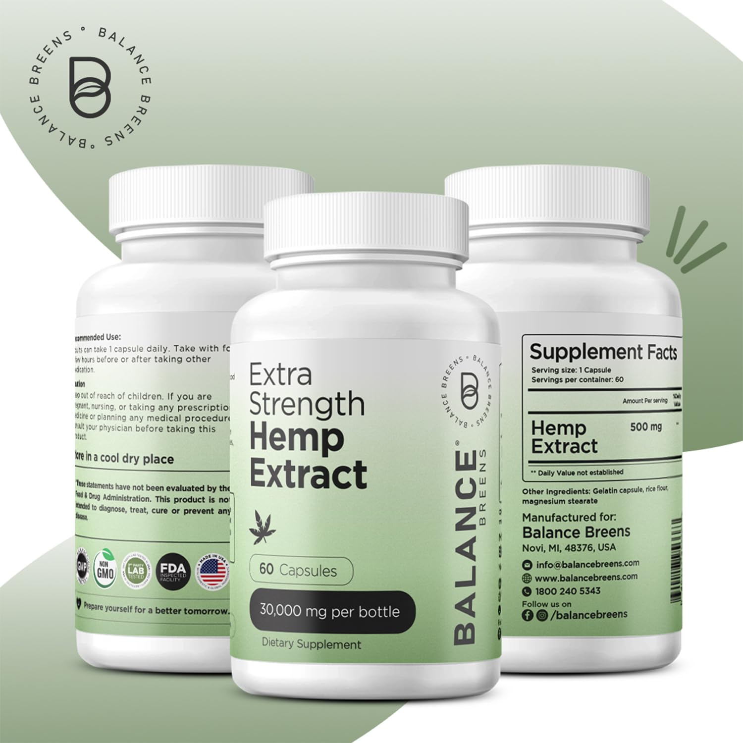 Balancebreens Hemp Extract Capsules side view