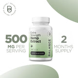 Balancebreens Hemp Extract Capsules with dosage information