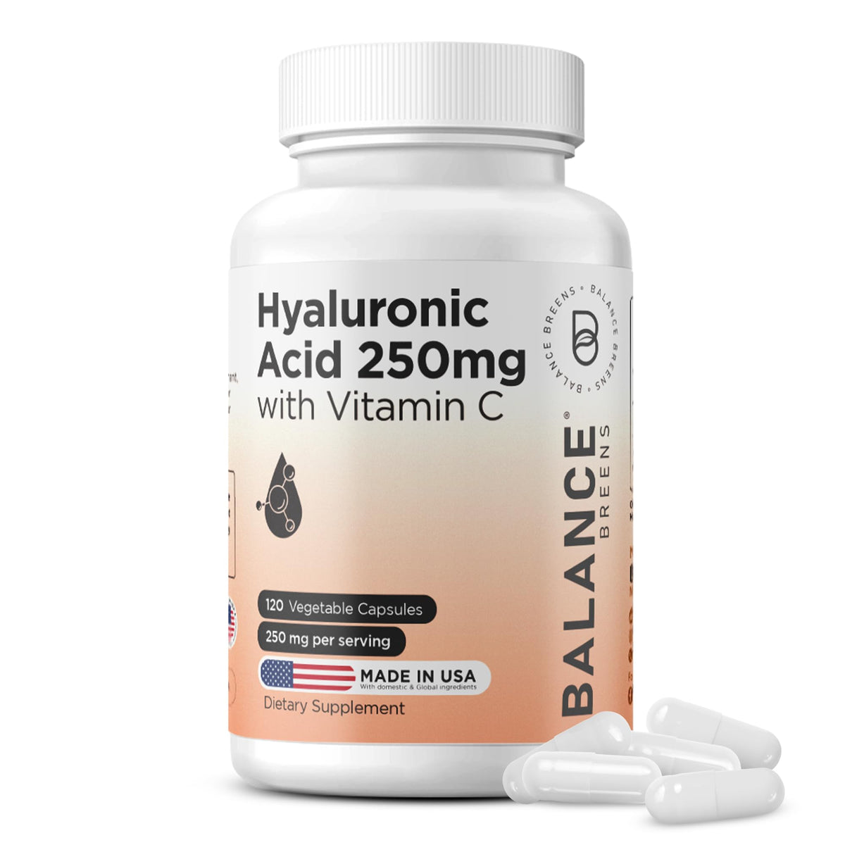 Balancebreens Hyaluronic Acid Supplement 60 capsules front view