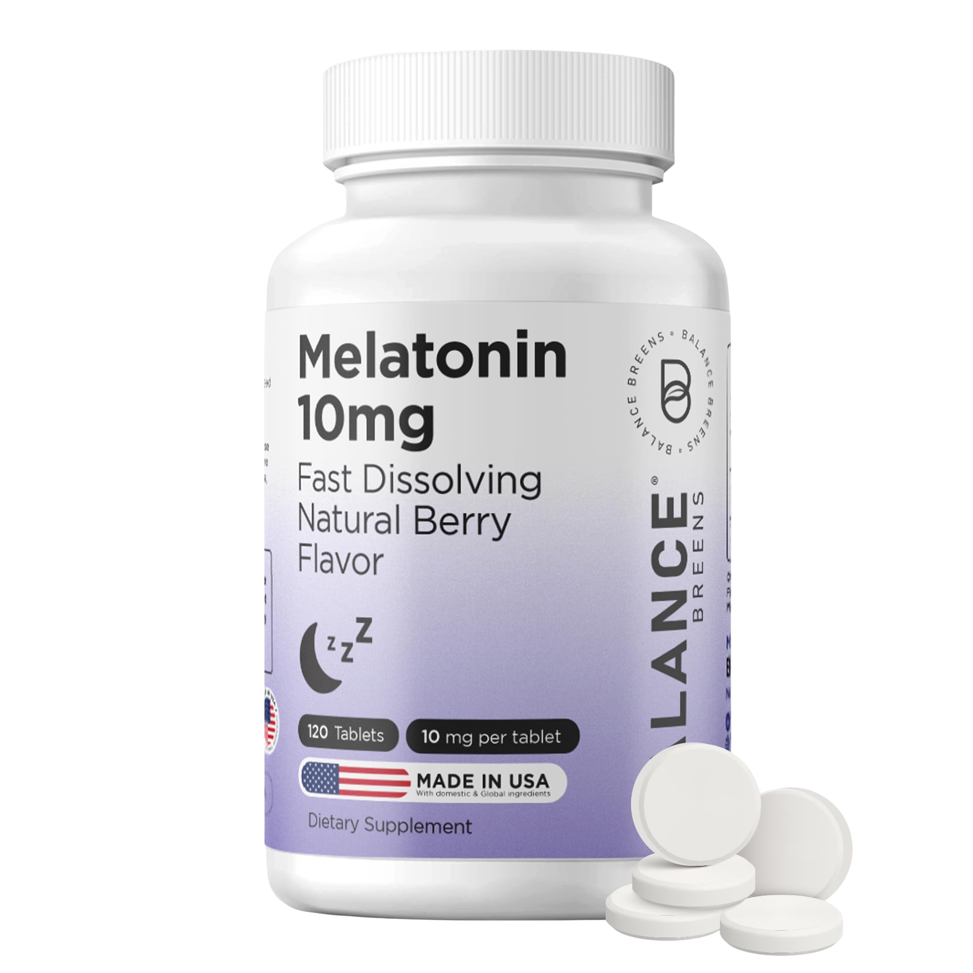 Balancebreens Melatonin 10mg tablets front view with packaging