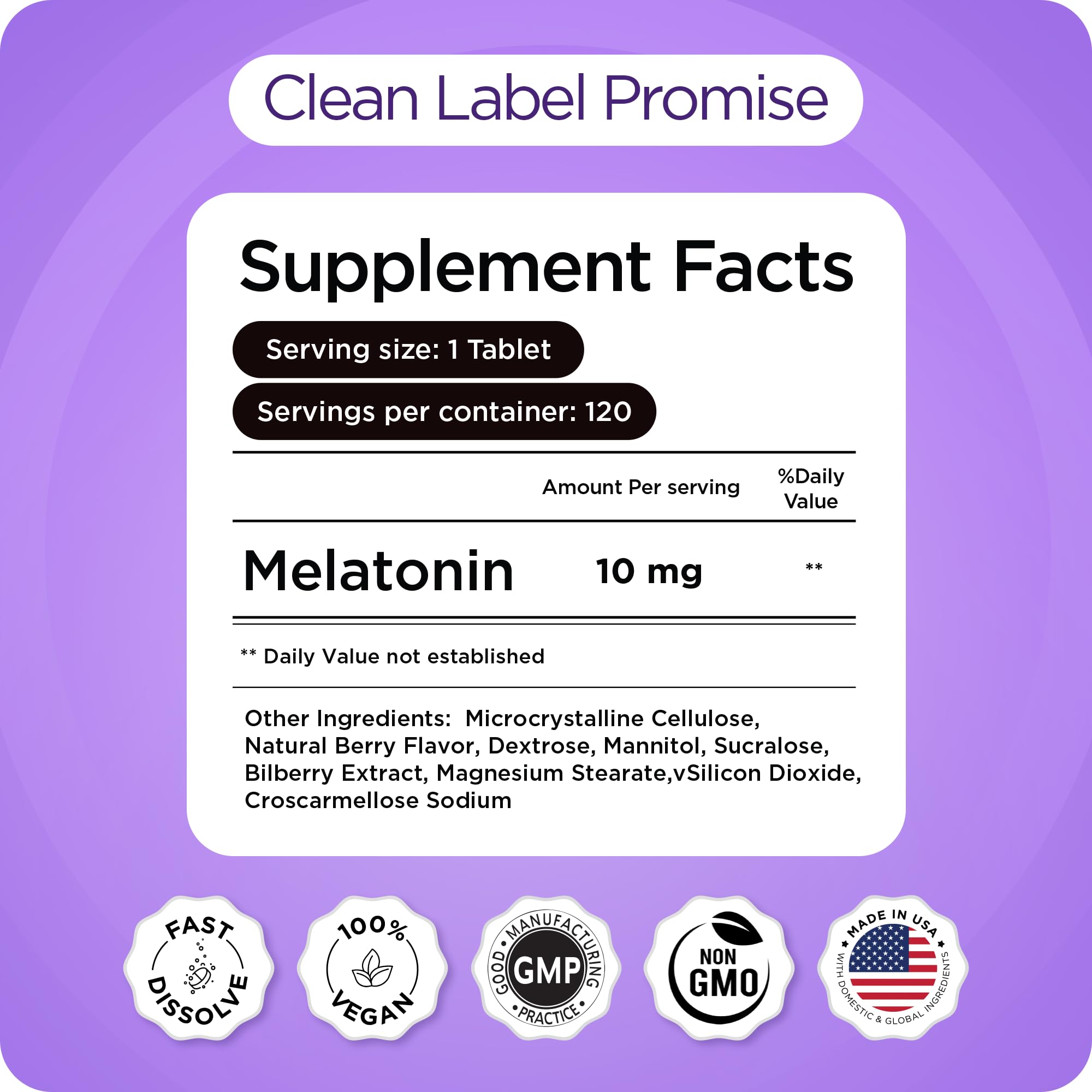 Balancebreens Melatonin 10mg tablets on a wooden table