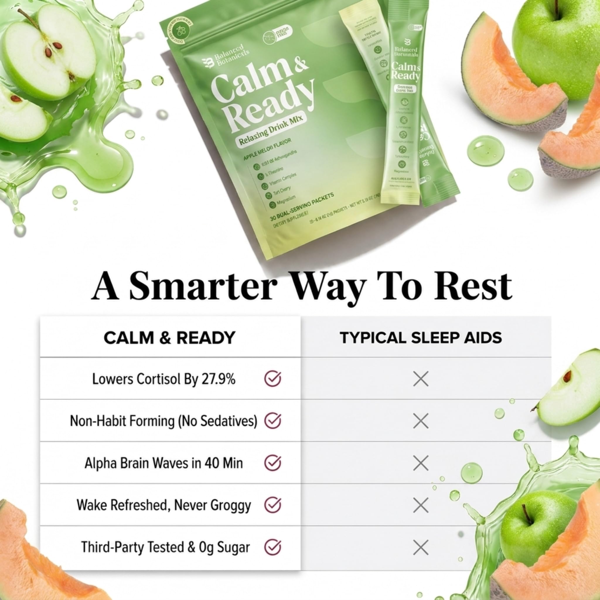 Balanced Botanicals Calm & Ready Sleep Powder Apple Melon packaging