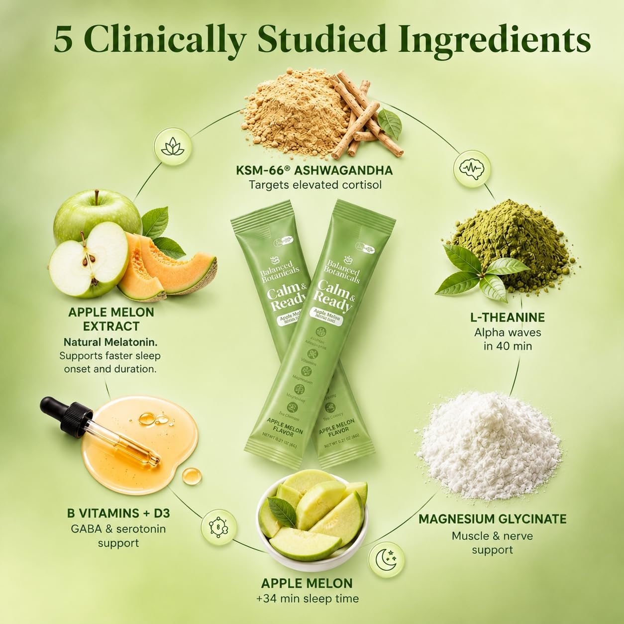 Balanced Botanicals Calm & Ready Sleep Powder Apple Melon sachet