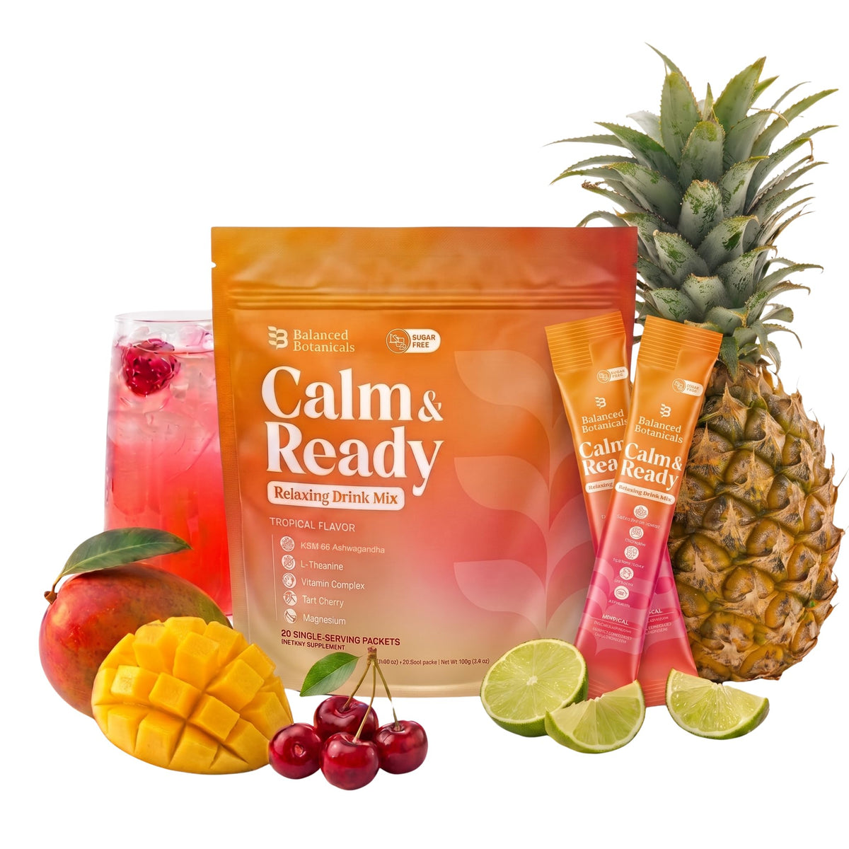 Balanced Botanicals Calm & Ready Sleep Powder Tropical front view