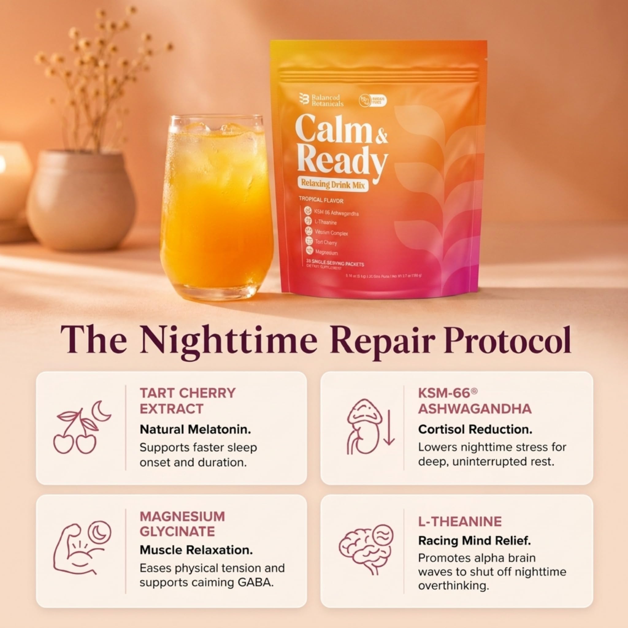 Balanced Botanicals Calm & Ready Sleep Powder Tropical ingredients close-up