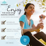 Balanced Health Zinc Complex Liquid Drops 2oz back view with ingredients