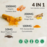 BalanceGenics Turmeric Ginger Curcumin 1000mg capsules in a glass of juice
