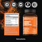 BalanceGenics Turmeric Ginger Curcumin 1000mg capsules opened to show powder