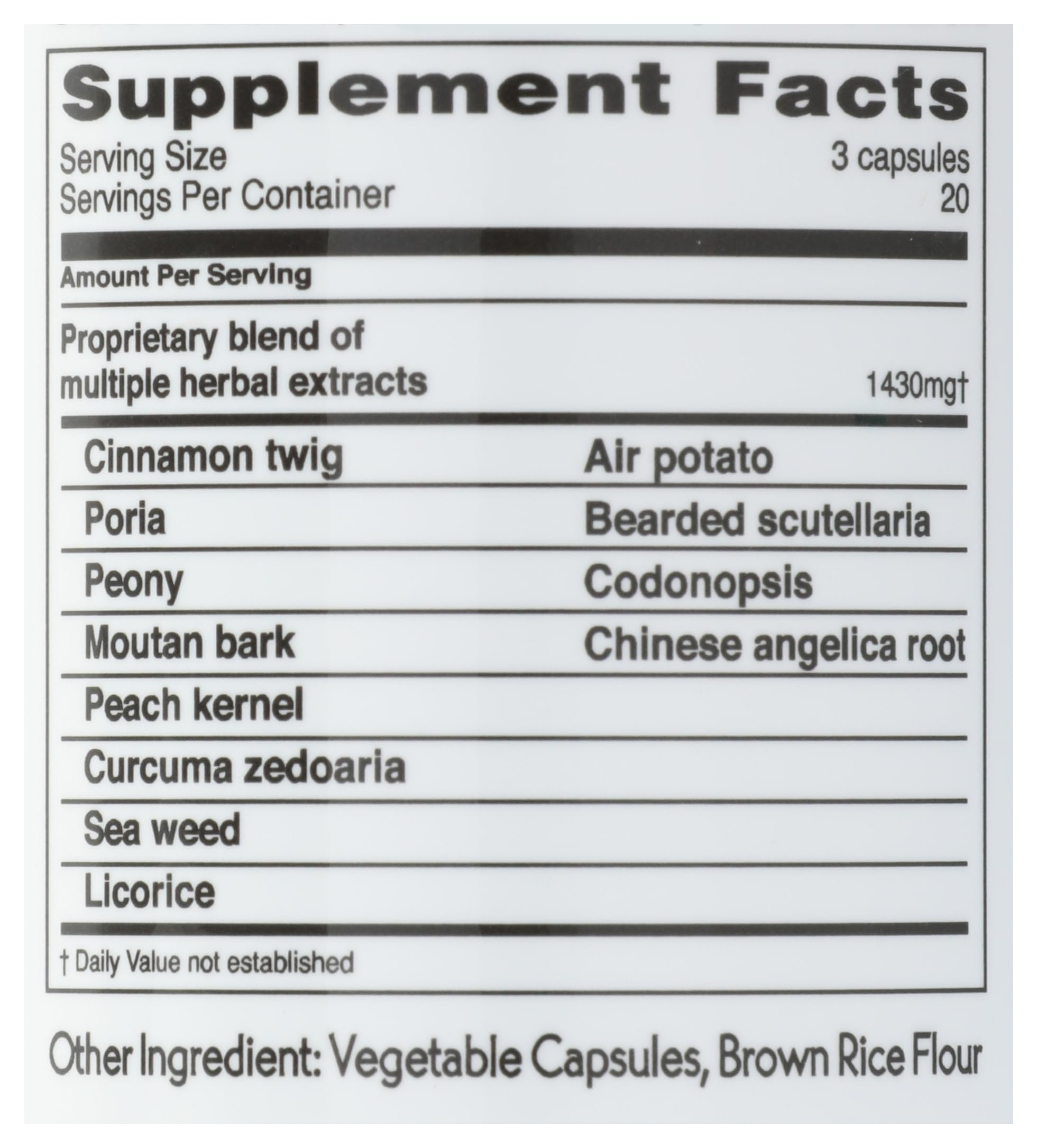 Balanceuticals Dietary Fibers 60 Capsules back view with ingredients