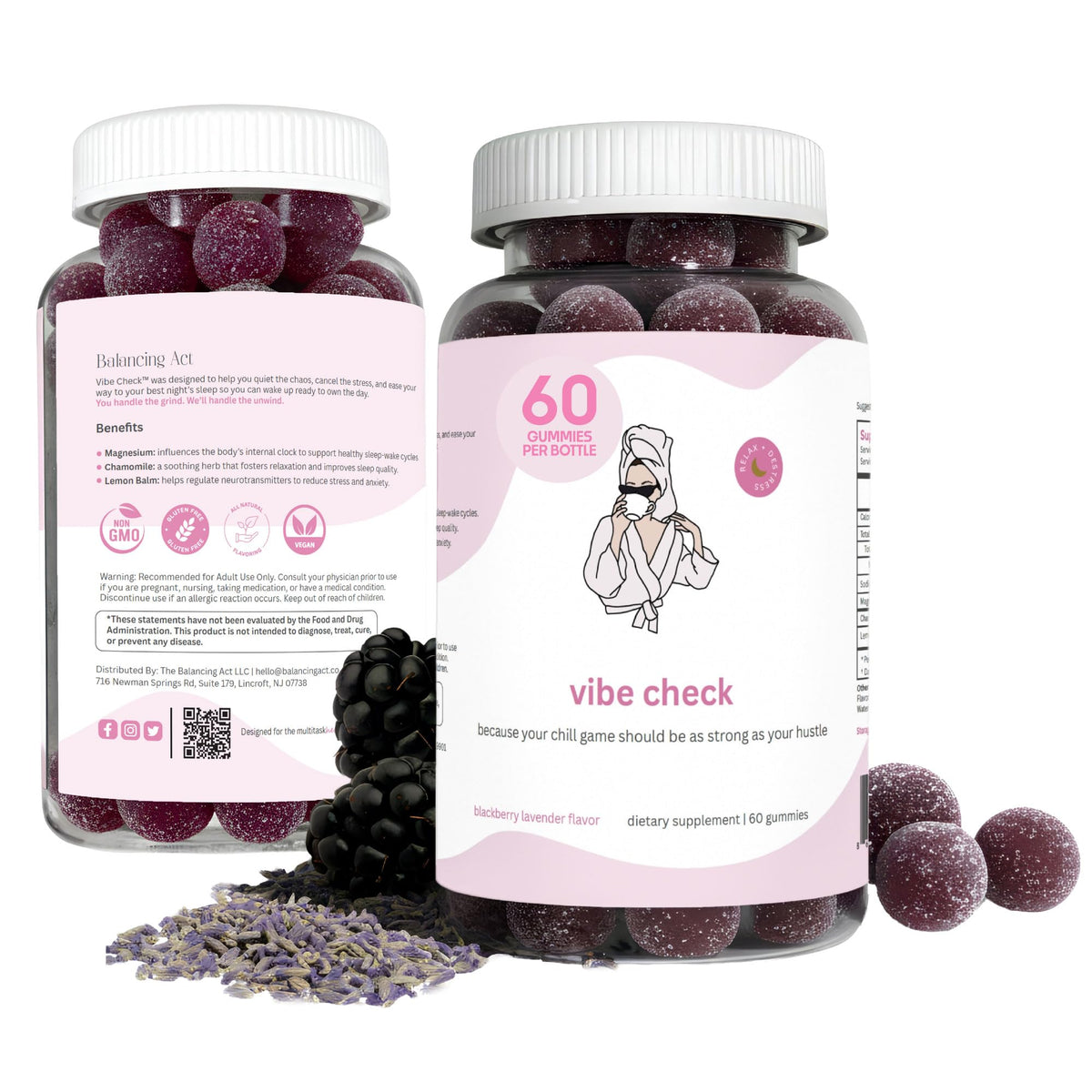 Balancing Act Magnesium Gummies front view with packaging