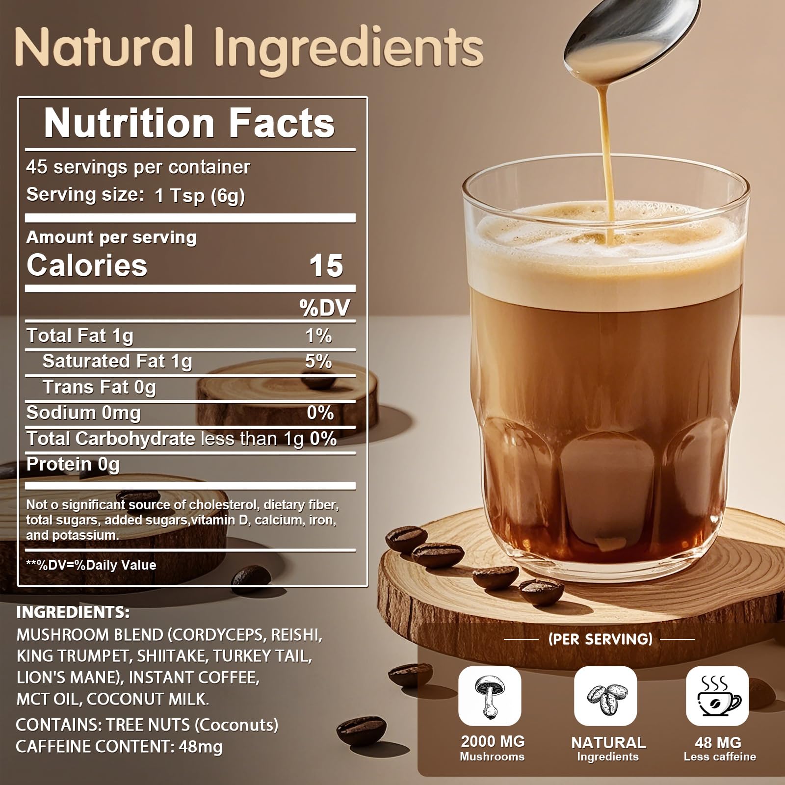Balincer Mushroom Coffee 331g back view with ingredient details