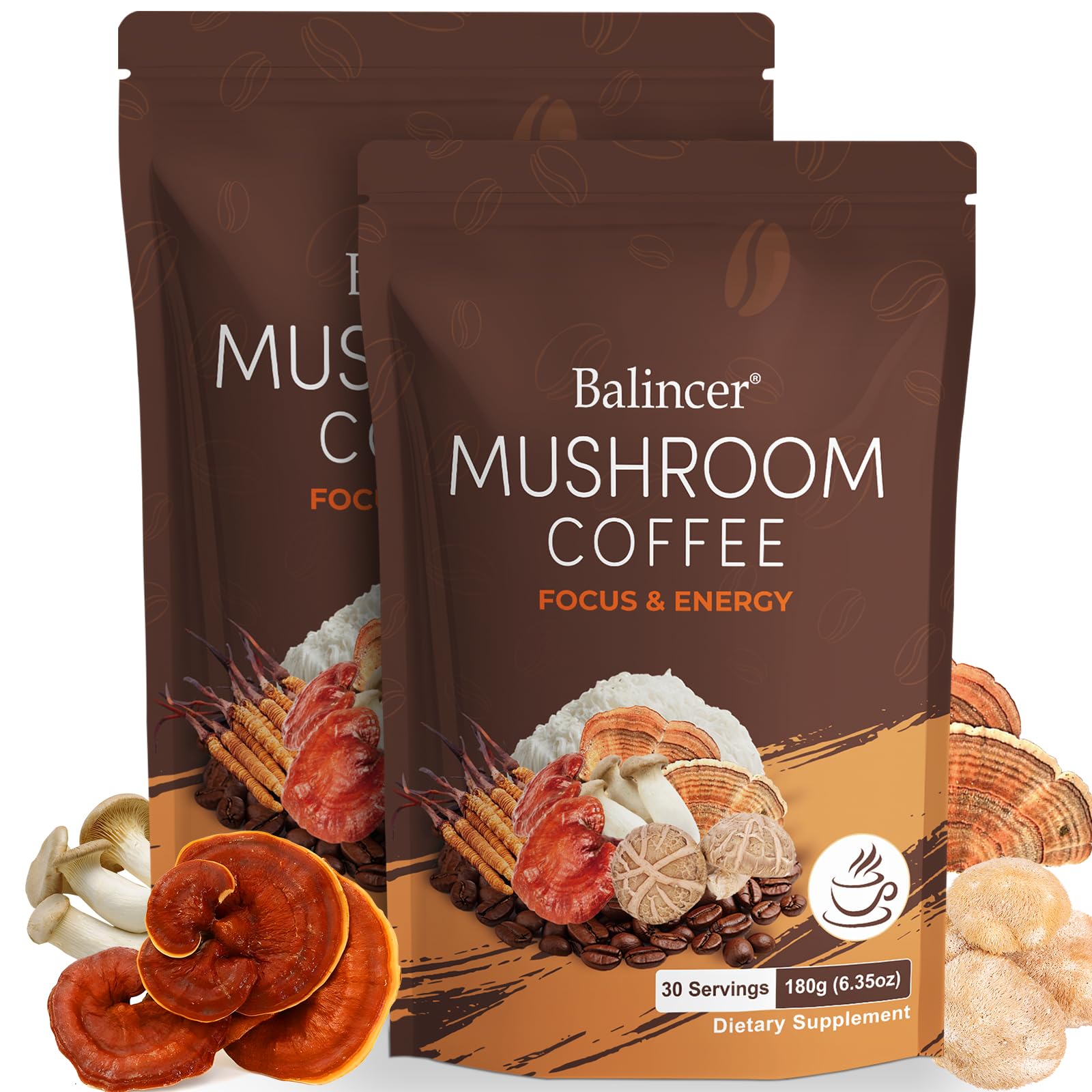 Balincer Mushroom Coffee 390g front view with packaging