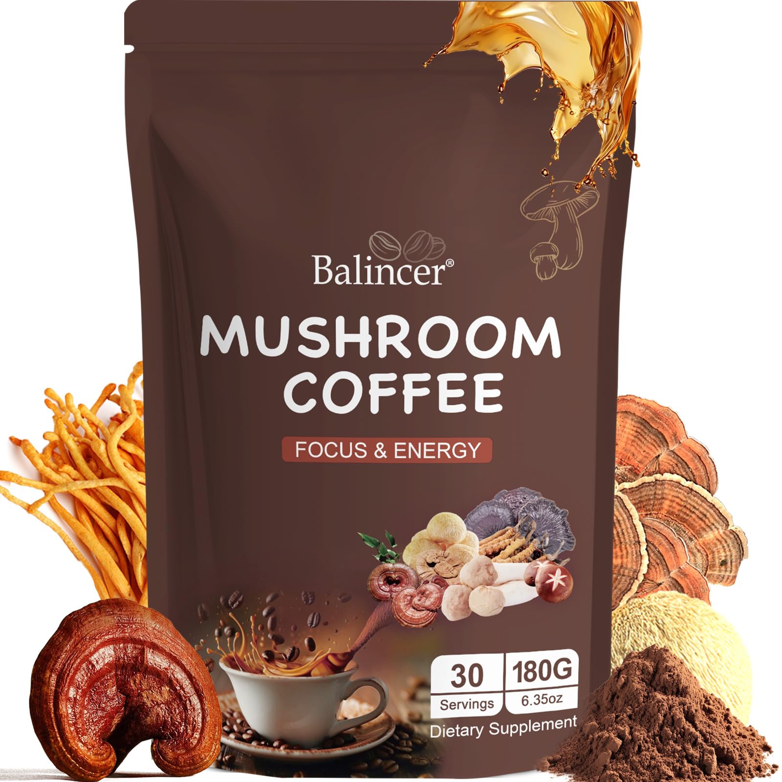 Balincer Mushroom Coffee Blend 200g front view