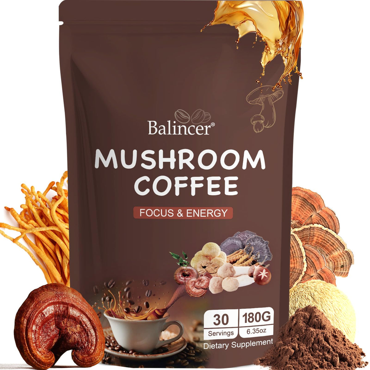 Balincer Mushroom Coffee Blend 200g front view