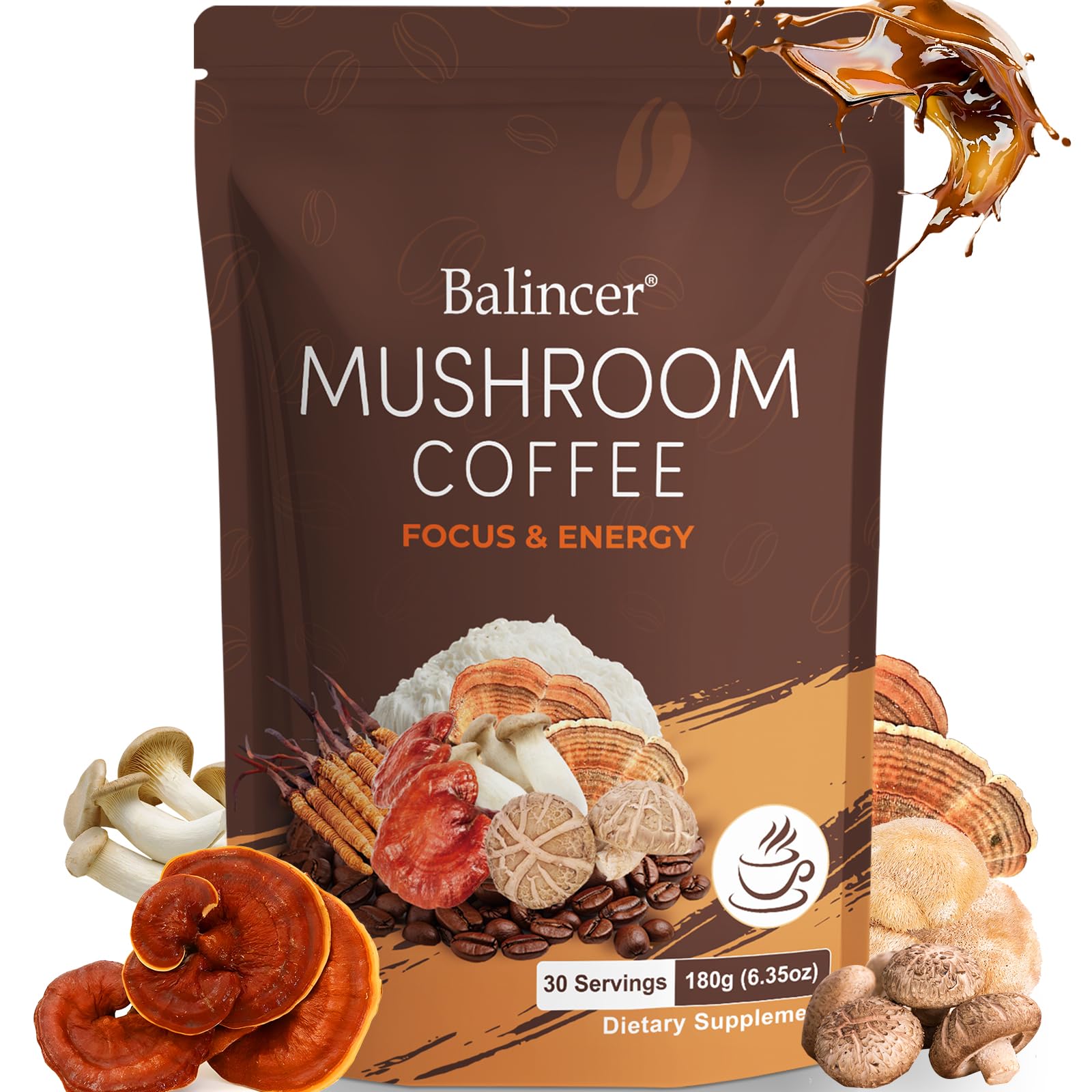 Balincer Mushroom Coffee Blend front view packaging