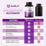 BallBuff Magnesium Glycinate 400mg supplement with measuring spoon