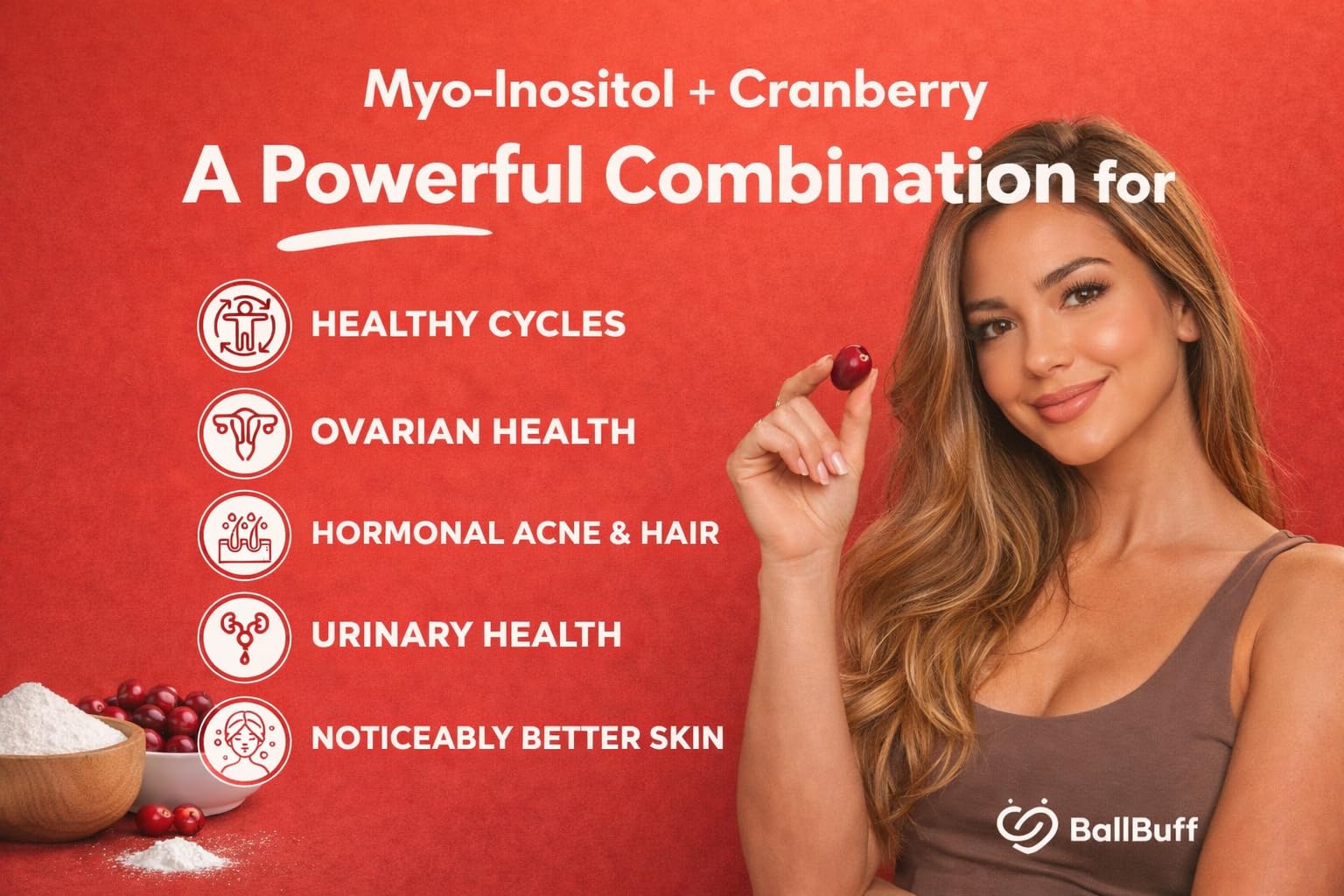 BallBuff Myo-Inositol & D-Chiro Inositol Powder packaging