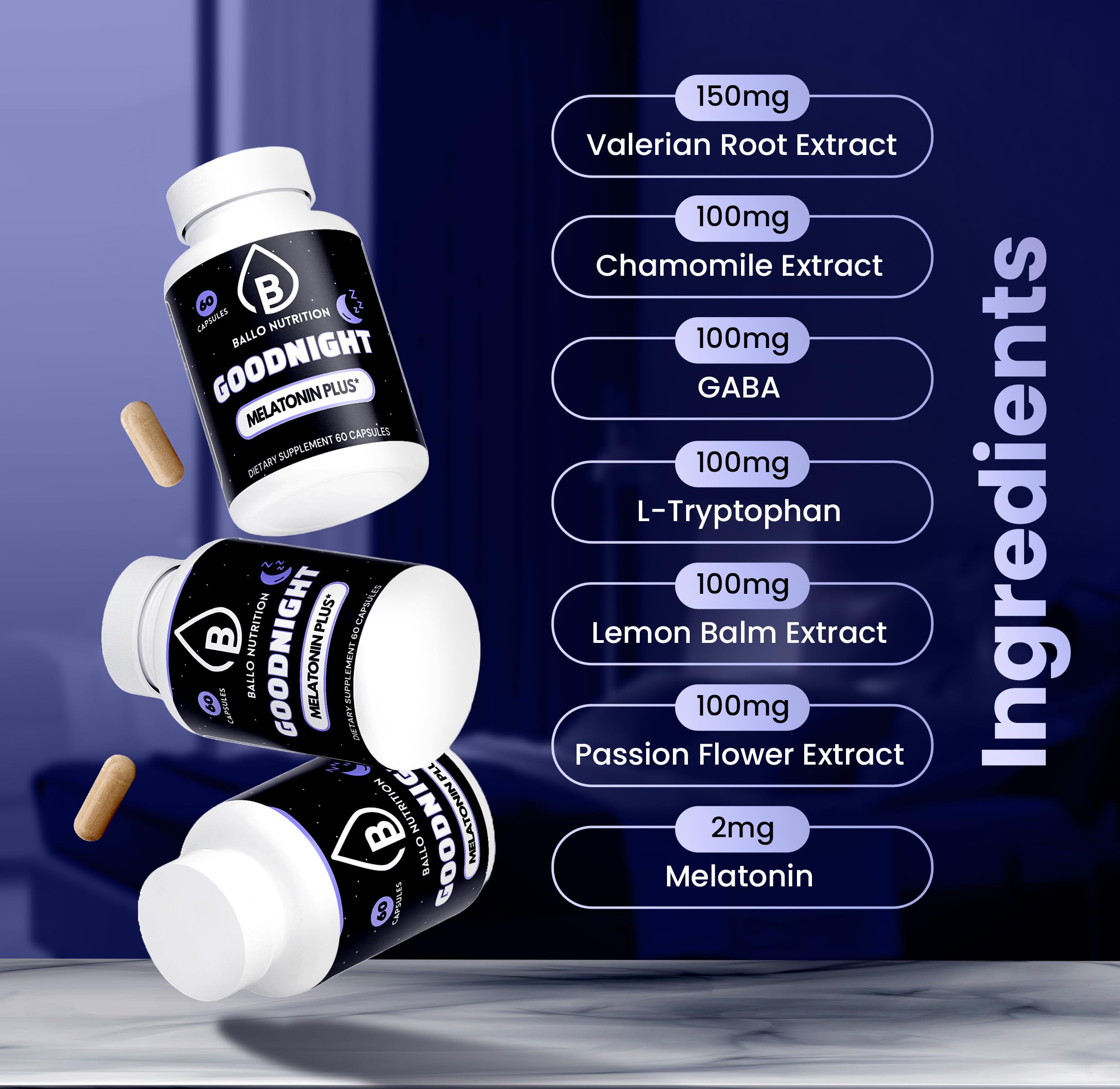Ballo Nutrition Goodnight Sleep Capsules back view