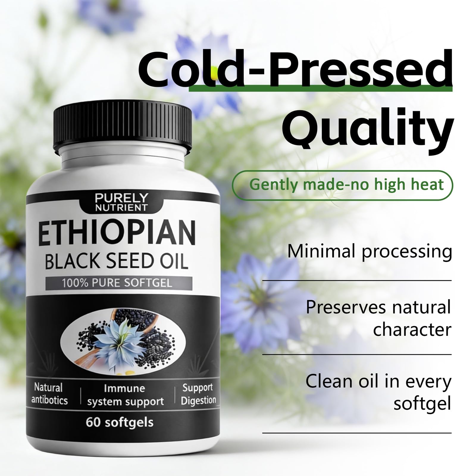 balmbare Black Seed Oil Softgels close-up of softgel