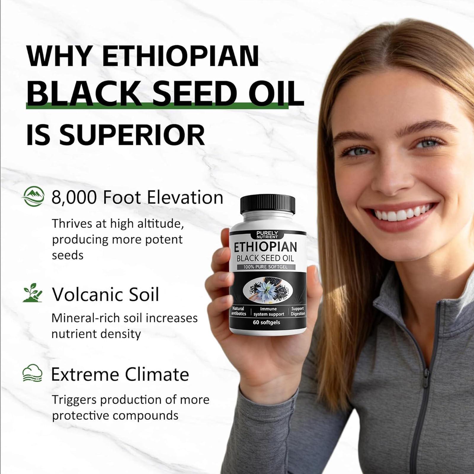 balmbare Black Seed Oil Softgels showing the bottle and softgels