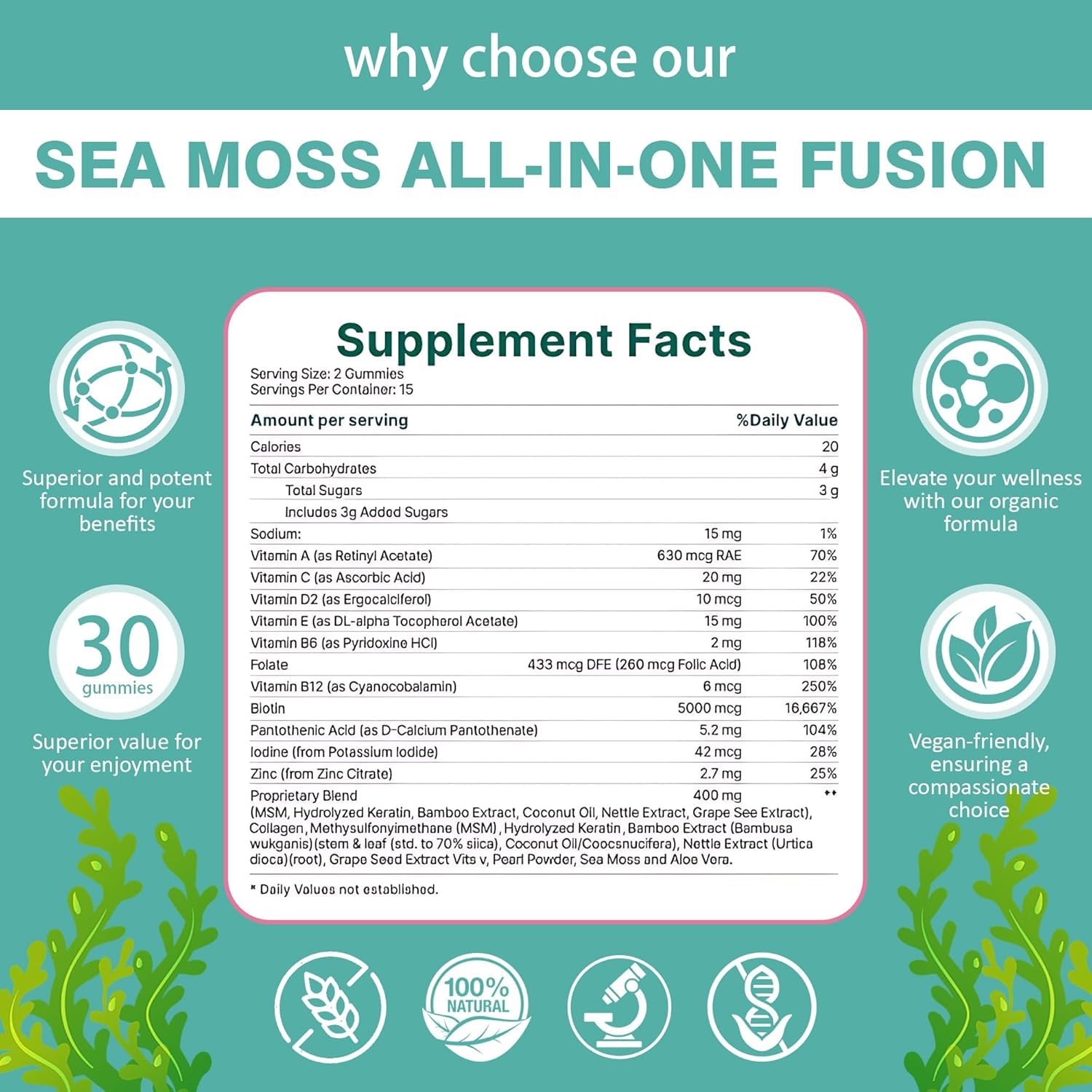 balmbare Sea Moss Gummies bottle top view