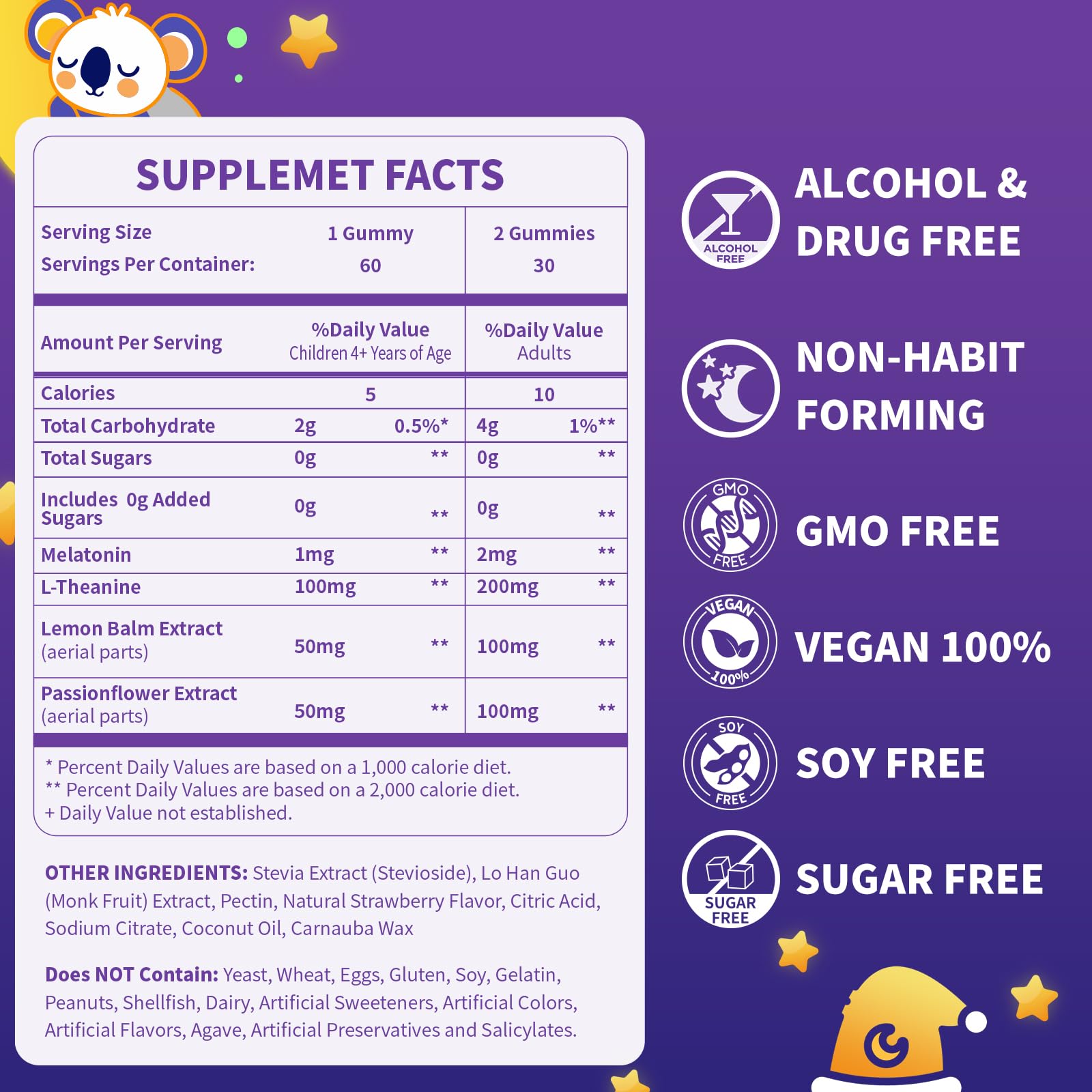 Bamofany Kids Melatonin Gummies 1mg side view, showing gummies