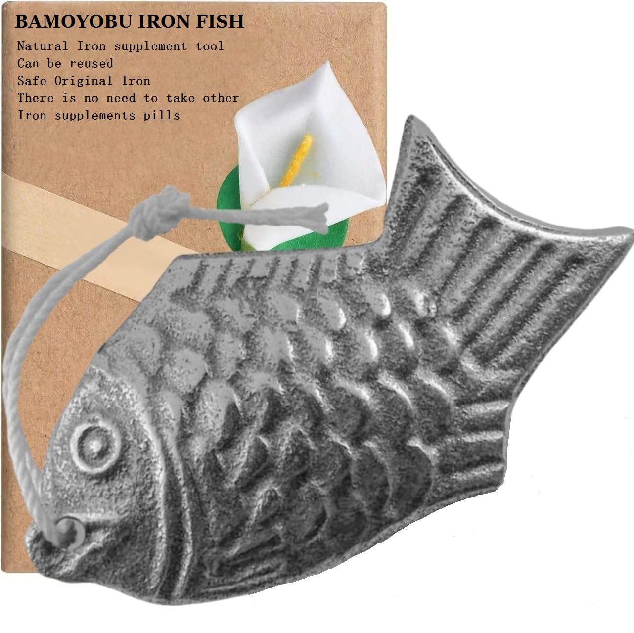 bamOYObu Iron Fish front view in sealed gift box