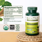 Banyan Botanicals Ashwagandha Tablets on a wooden surface