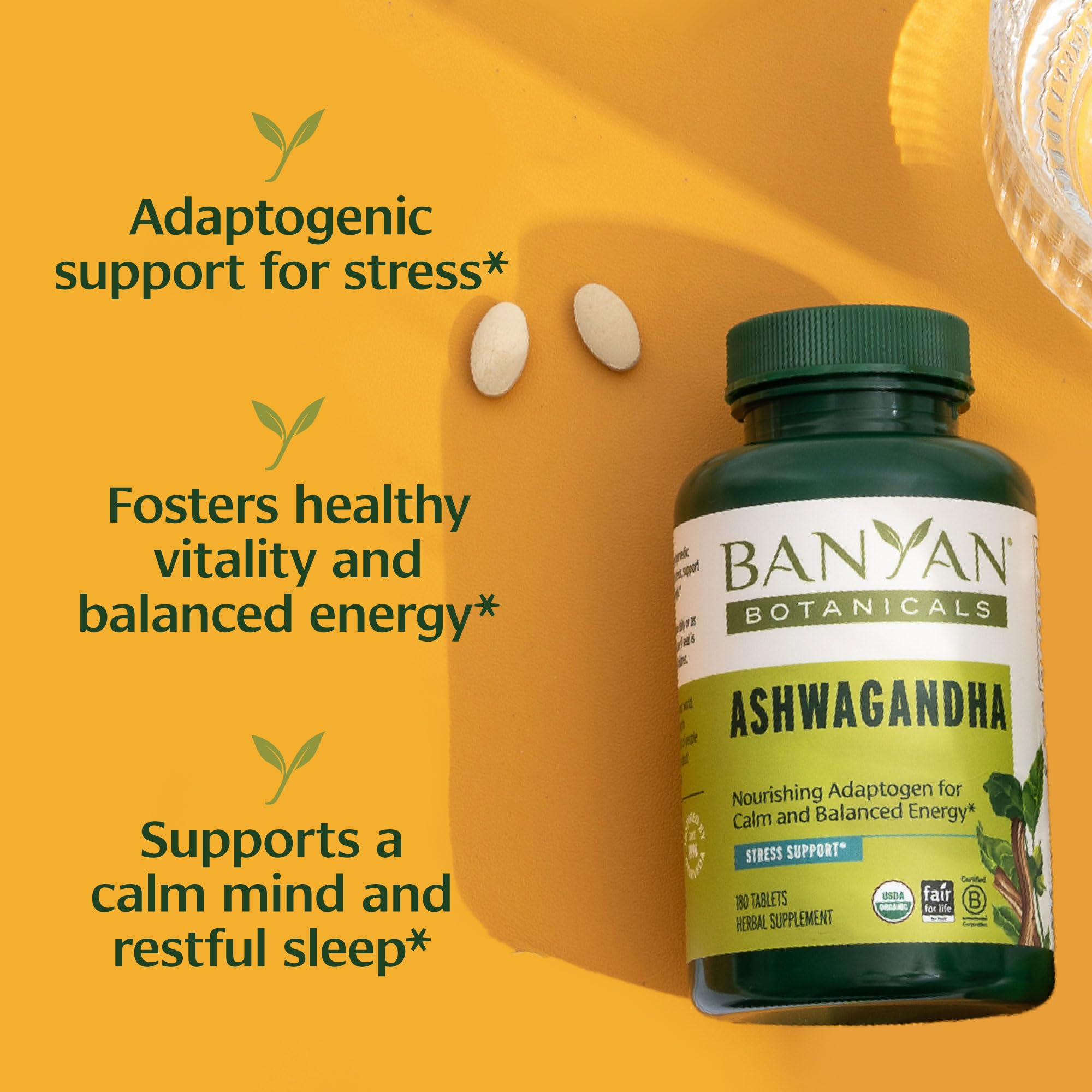 Banyan Botanicals Ashwagandha Tablets packaging side view