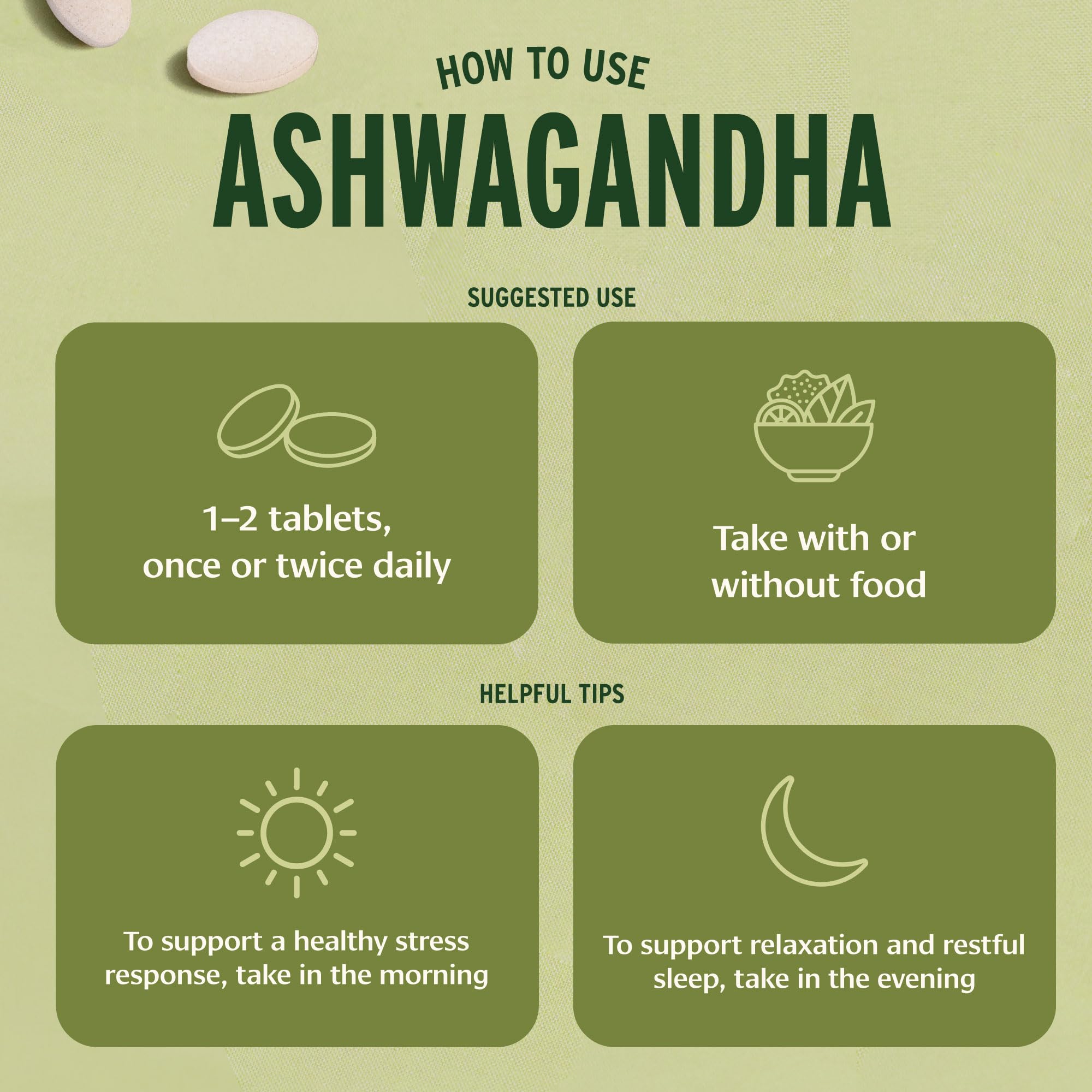Banyan Botanicals Ashwagandha Tablets with a measuring spoon