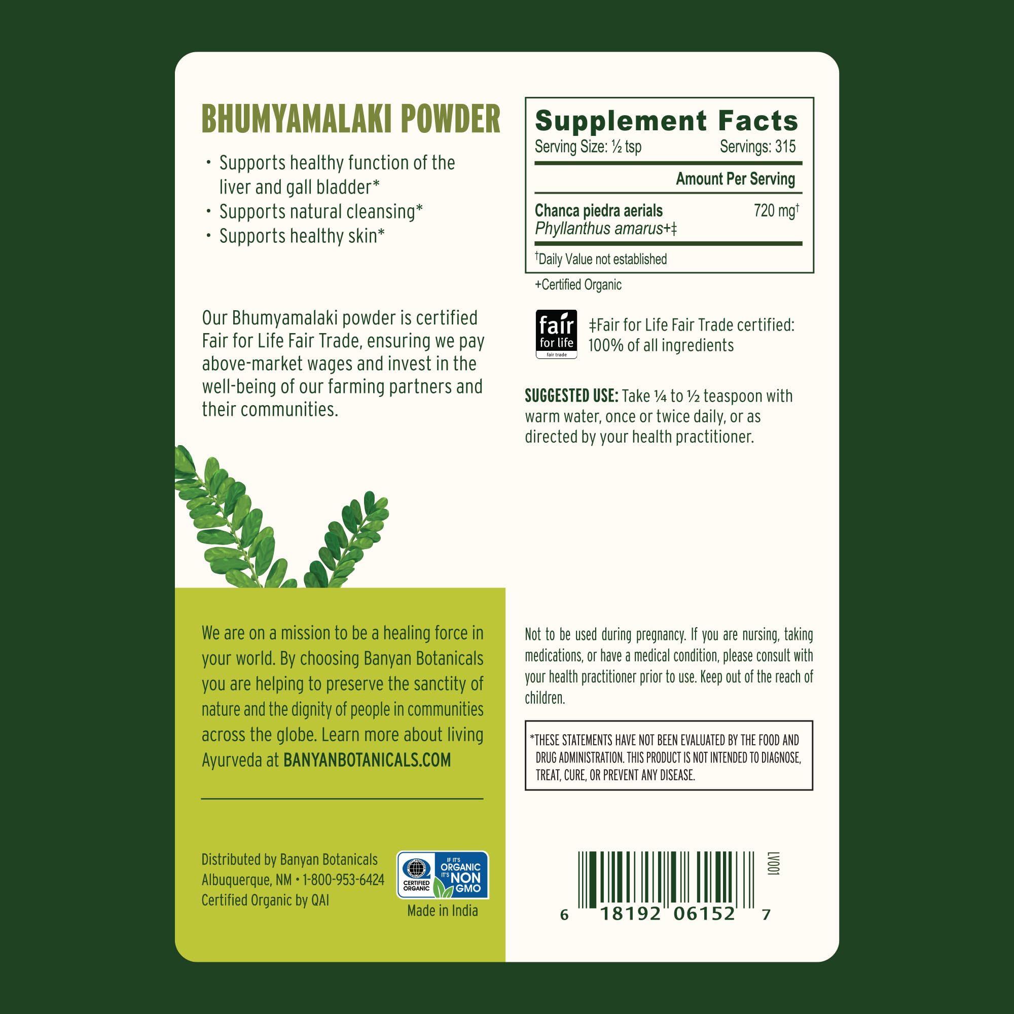 Banyan Botanicals Bhumyamalaki Powder close-up of powder