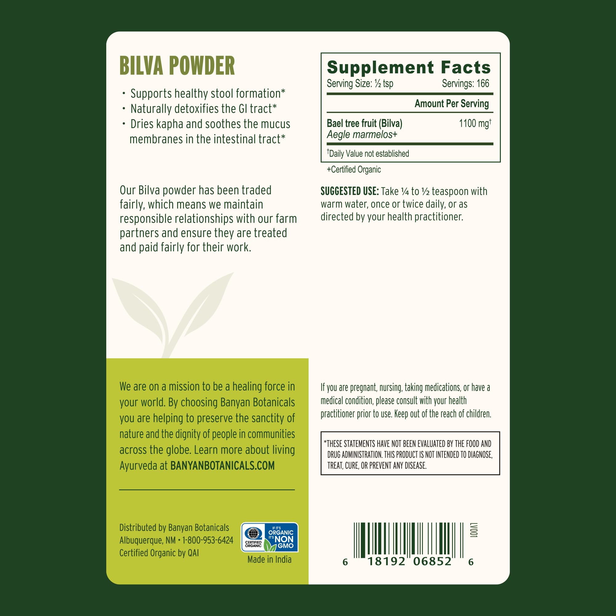 Banyan Botanicals Bilva Fruit Powder serving suggestion in a bowl