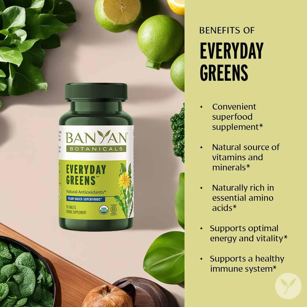 Banyan Botanicals Everyday Greens Organic Superfood Tablets packaging